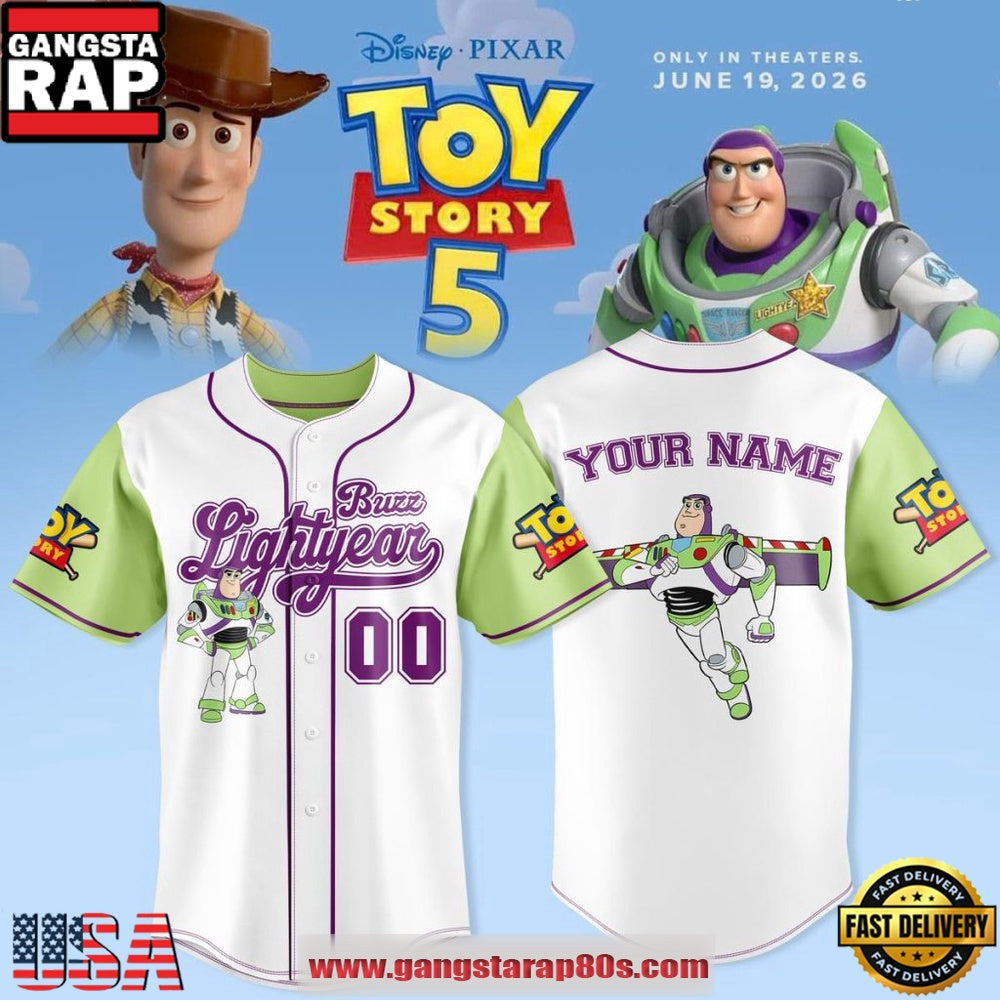 Toy Story 5 The Movies 2026 Buzz Lightyear Custom Baseball Jersey