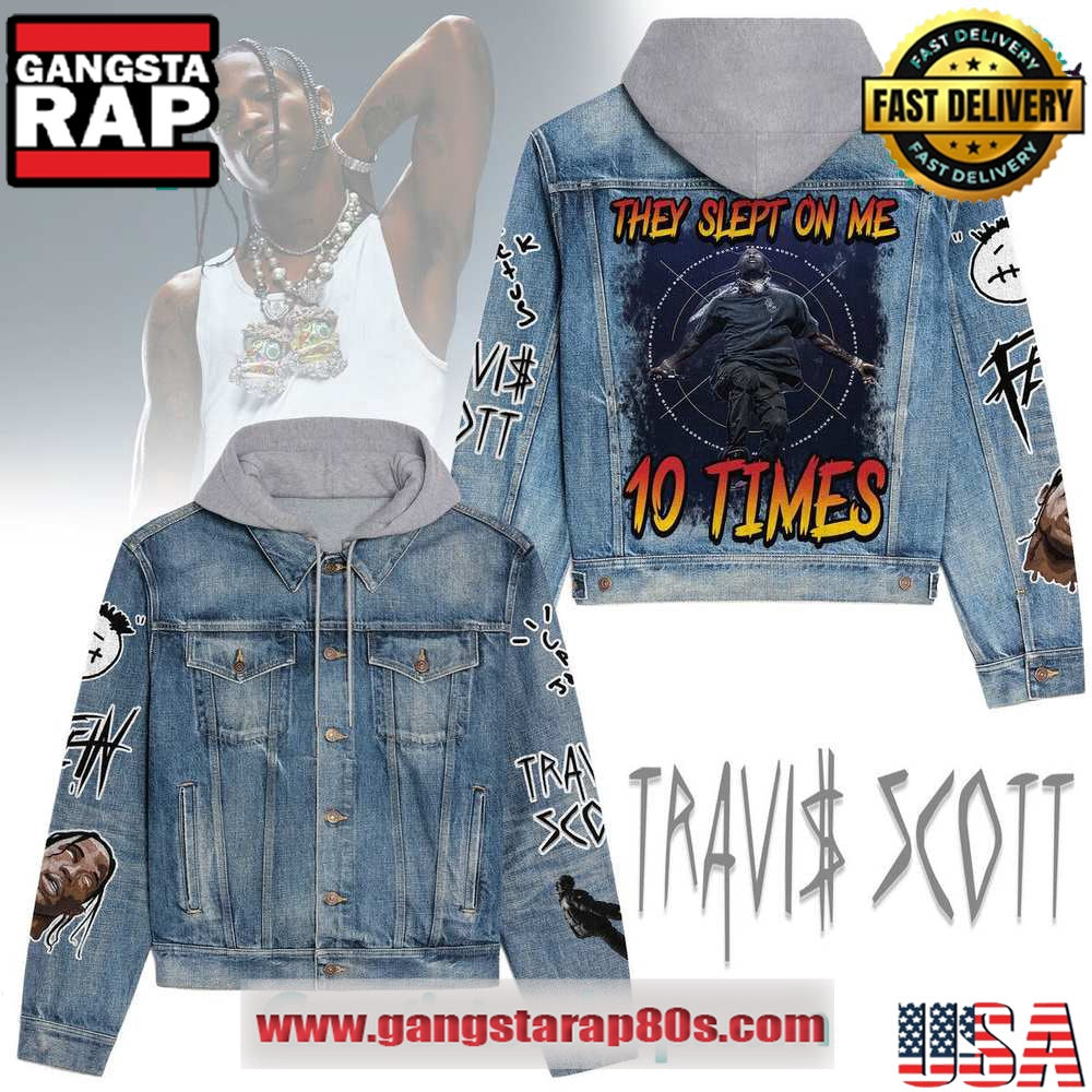 Travis Scott They Slept On Me 10 Times Hooded Limited Edition Denim Jacket