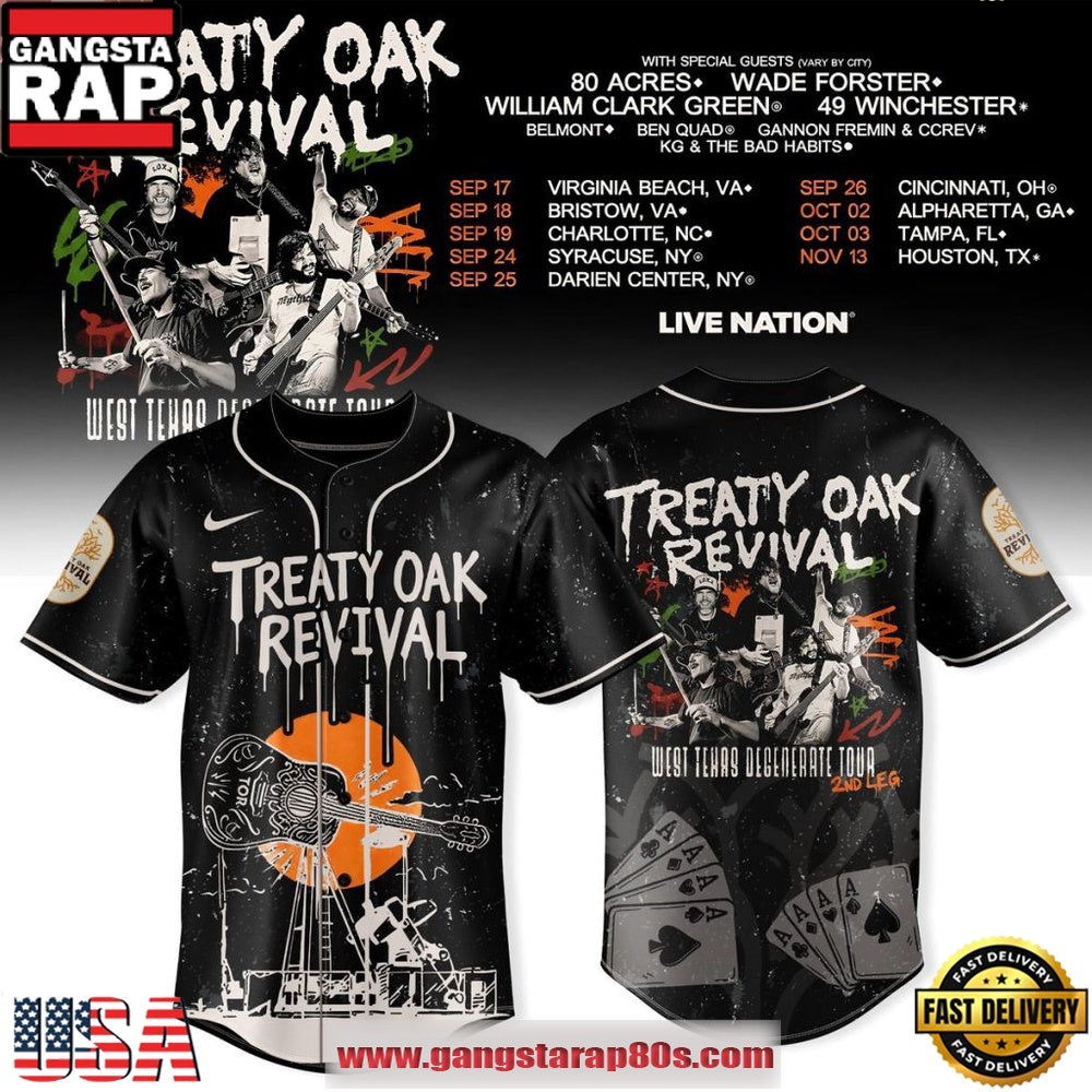 Treaty Oak Revival West Texas Degenerate Tour 2026 Special Baseball Jersey