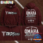 Troy Trojans Baseball Men’s College World Series 2026 TROY TO OMAHA Red Hoodie T-Shirt