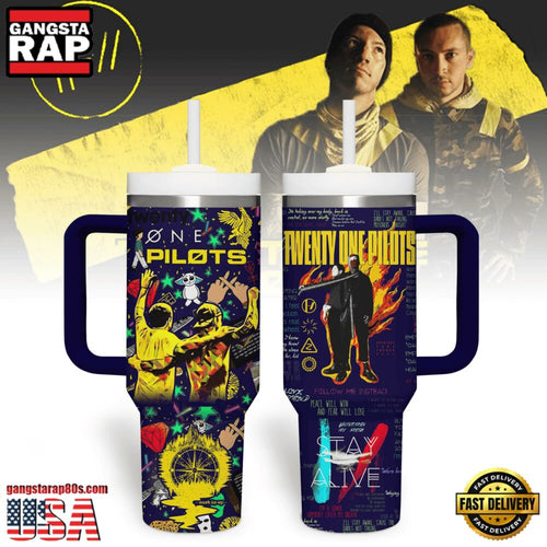 Twenty One Pilots Music Custom Stanley Quencher 40oz Stainless Steel Tumbler With Handle