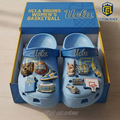 UCLA Bruins Basketball Collectible Jibbitz Light Blue Fan Clogs with Charms