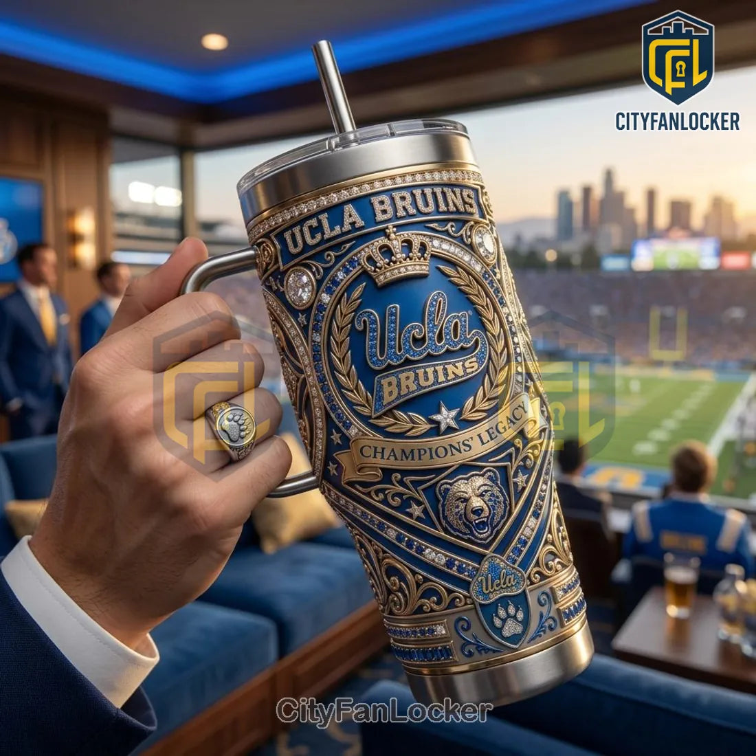 UCLA Bruins Champions Legacy Luxury Gold Diamond Commemorative Tumbler