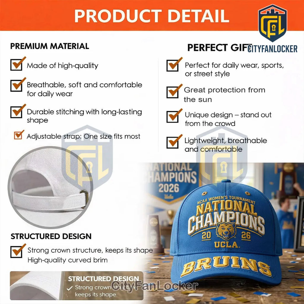 UCLA Bruins National Champions 2026 NCAA Women’s Basketball Commemorative Baseball Cap