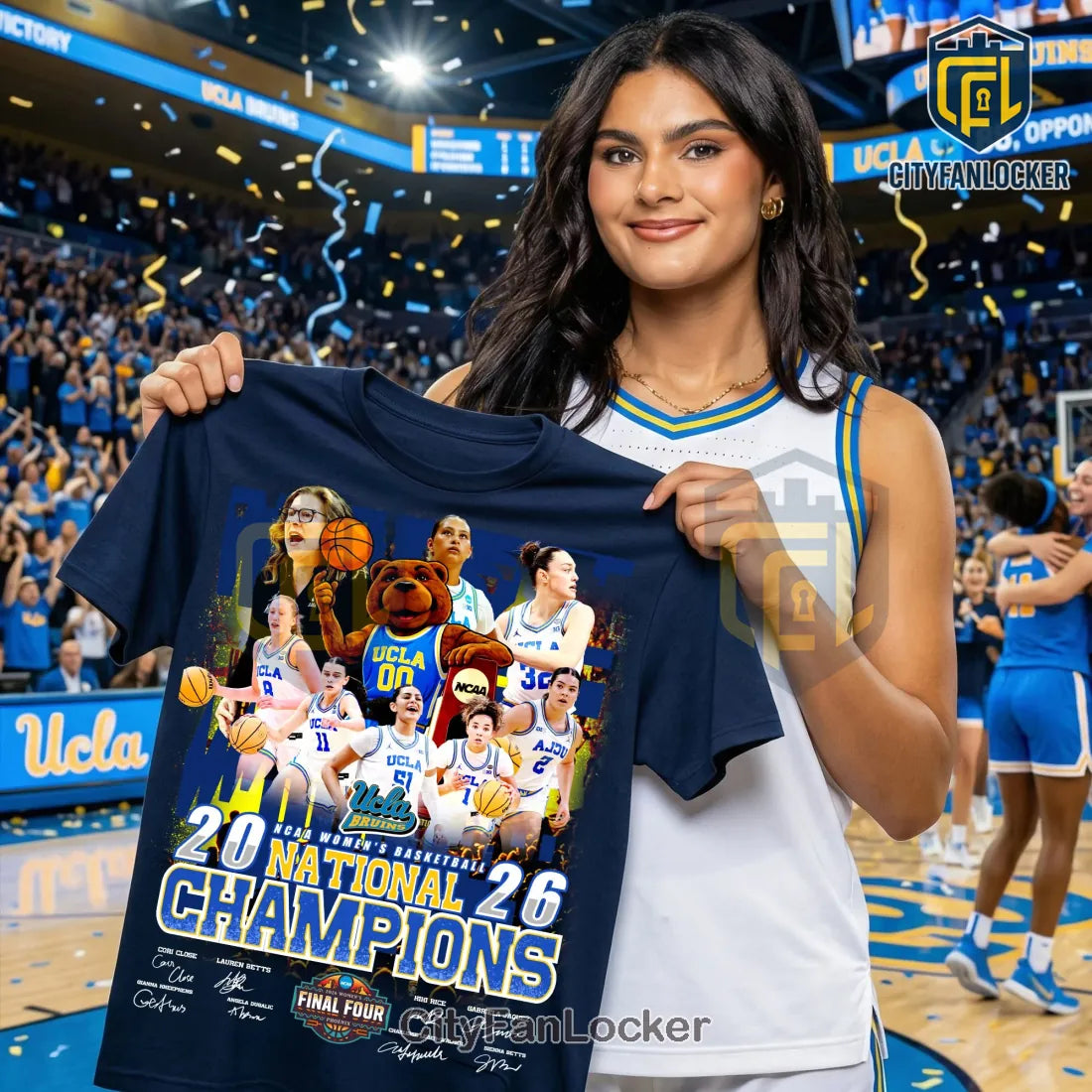 UCLA Women’s Basketball 2026 National Champions Team Signatures T-Shirt
