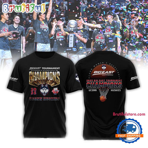 UConn Huskies 2025 BIG EAST Women’s Basketball 23X Champions Locker Room 3D Shirt