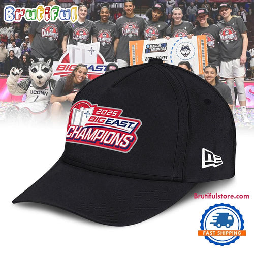 UConn Huskies 2025 BIG EAST Women’s Basketball Conference Tournament Champions Black Cap