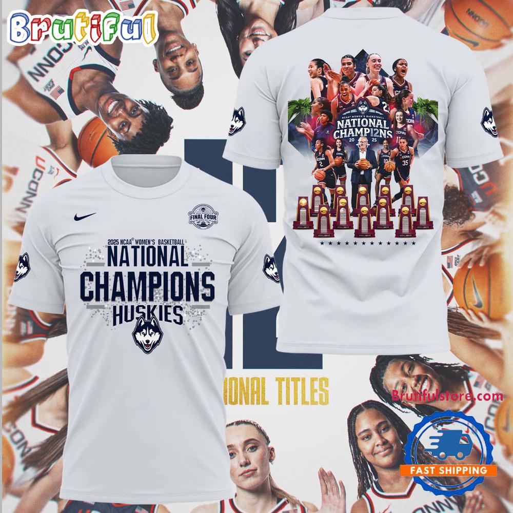 UConn Huskies 2025 Women’s Basketball 12th National Champions T Shirt