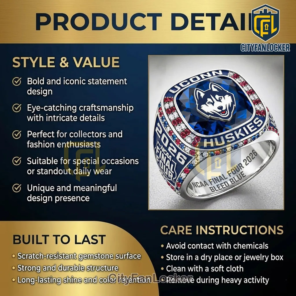 UConn Huskies NCAA Final Four 2026 Championship Commemorative Ring
