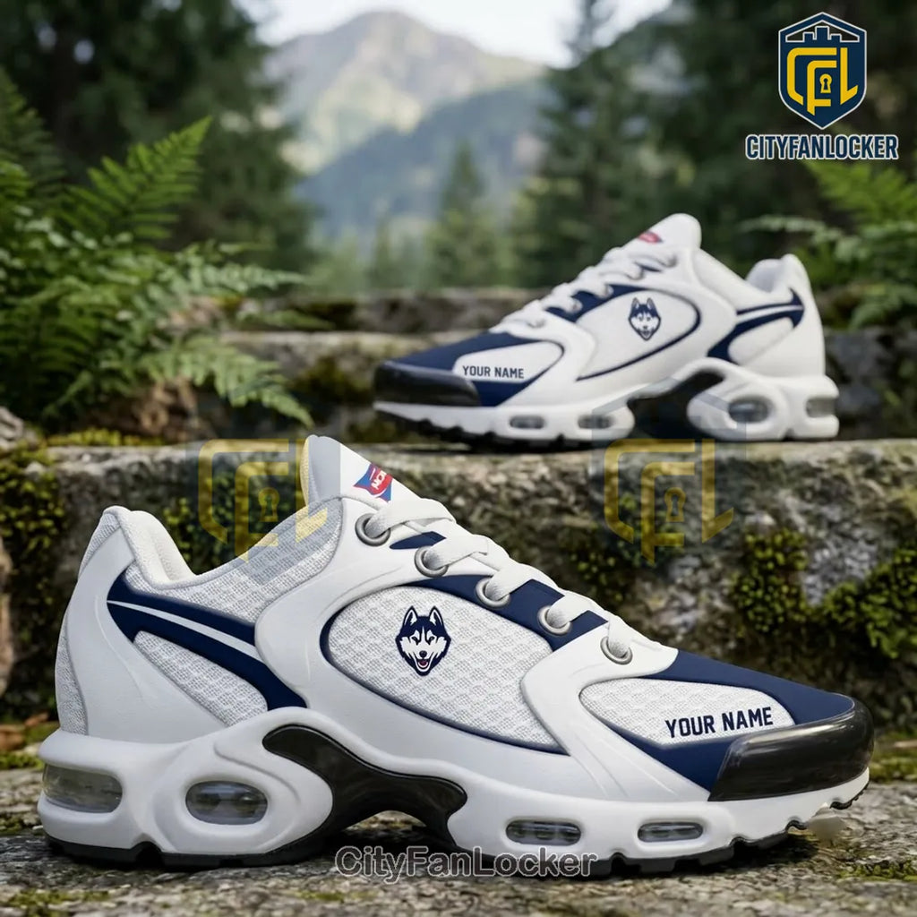 UConn Huskies Personalized White Navy Air Sneakers