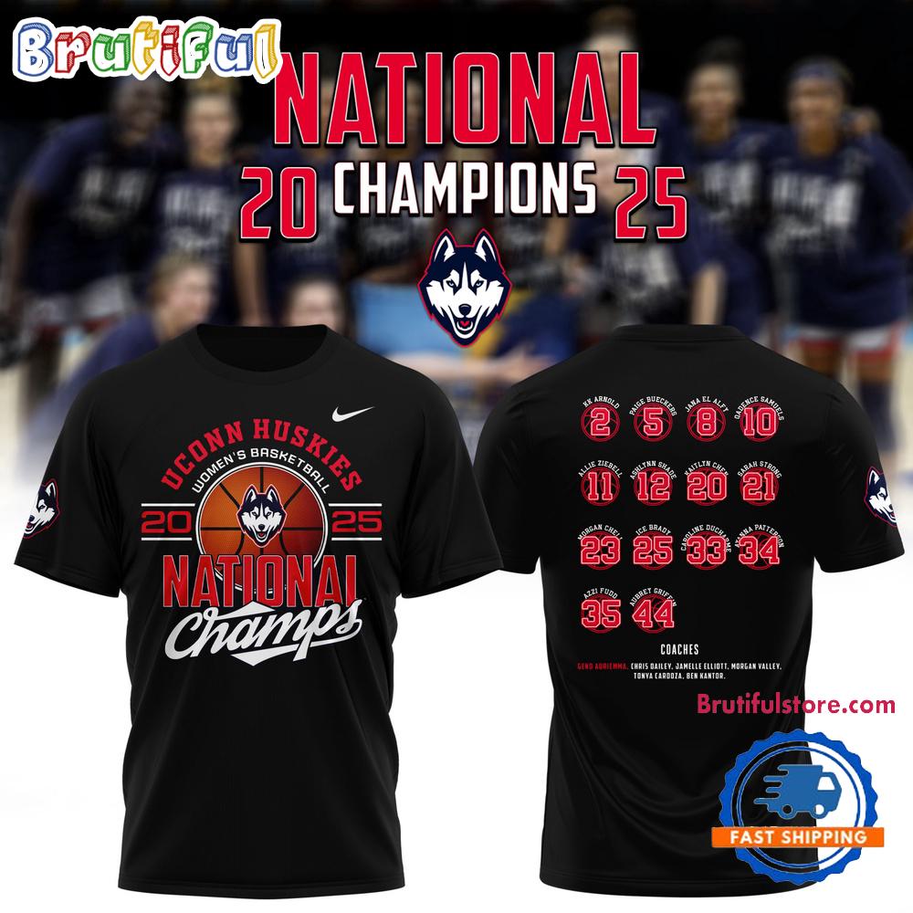 Uconn Huskies Women’s Basketball 2025 Champions Hoodie T-Shirt