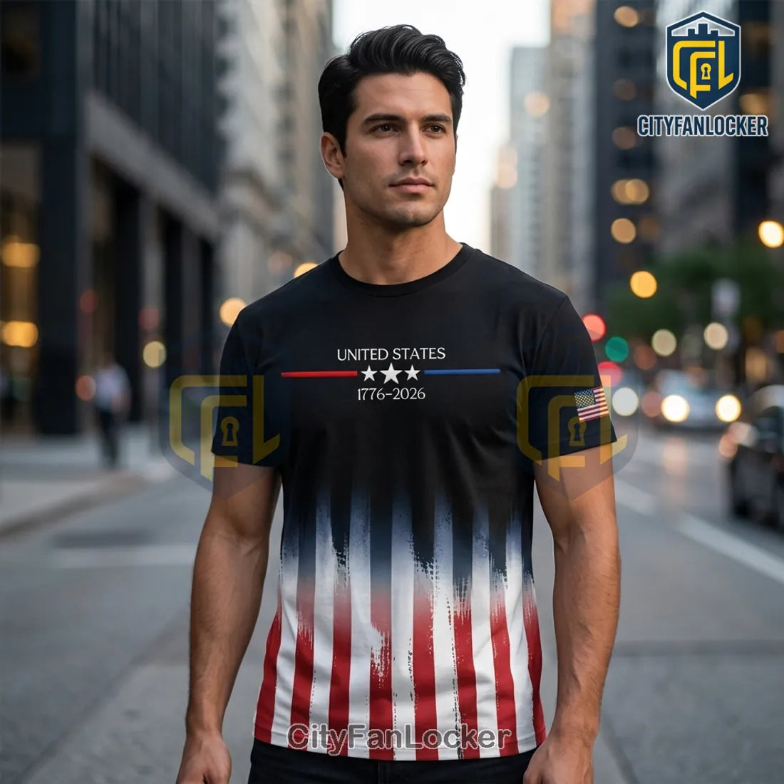 United States 1776-2026 Semiquincentennial Patriotic Flag T-Shirt