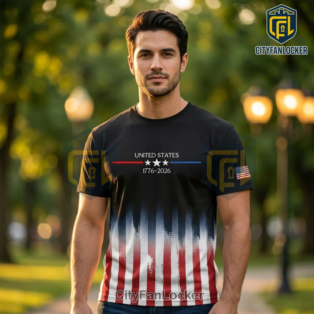 United States 1776-2026 Semiquincentennial Patriotic Flag T-Shirt