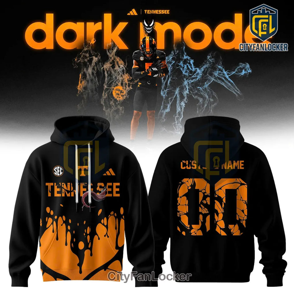 University of Tennessee Dark Mode Custom Name Hoodie