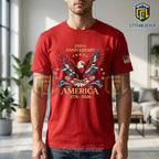 USA 250th Anniversary 1776-2026 Patriotic Eagle Red Cotton Shirt
