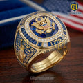 USA 250th Anniversary Statue of Liberty Engraved Gold Ring