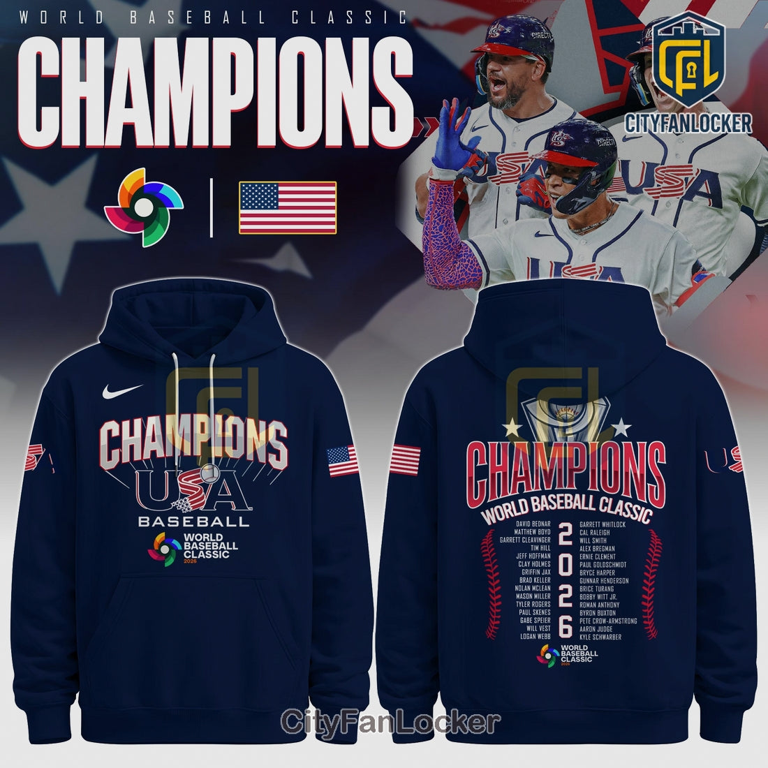 USA Baseball WBC Champions 2026 Limited Edition Graphic Hoodie