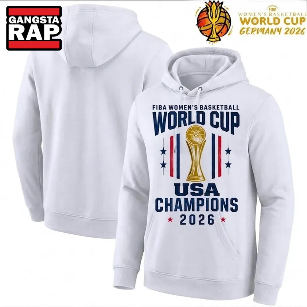 USA Champions 2026 Trophy Design FIBA Womens Basketball World Cup Hoodie