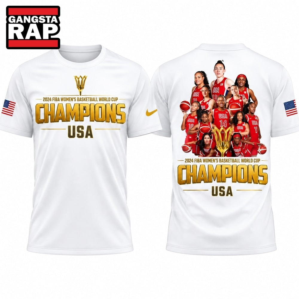 USA Women’s Basketball World Champions 2026 Berlin Final Victory White T Shirt