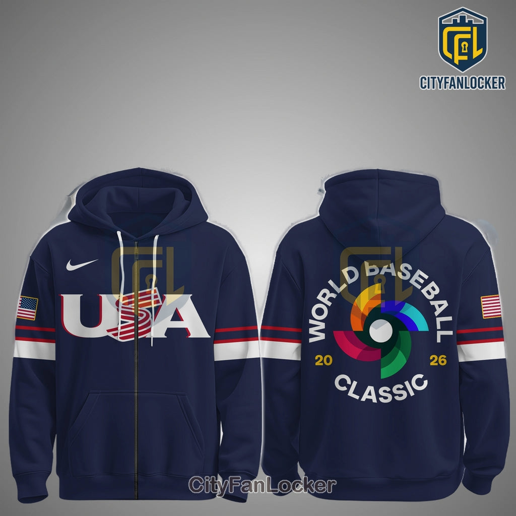USA World Baseball Classic 2026 Limited Edition Navy Zip Hoodie
