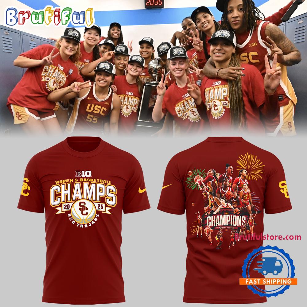 USC Trojans Women’s Basketball 2025 Champions Team Player Red T Shirt