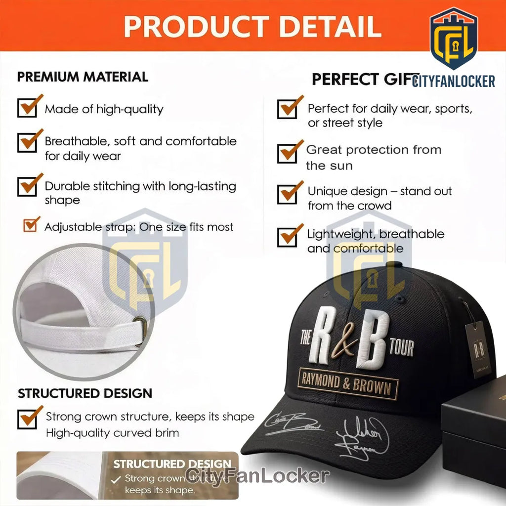 Usher Chris Brown R&B Tour Autographed Black Premium Merchandise Baseball Cap