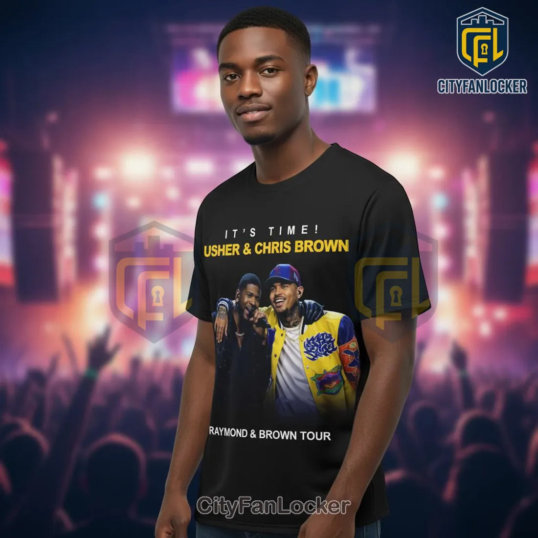 Usher Chris Brown R&B Tour Concert Fan Merch Commemorative T-Shirt