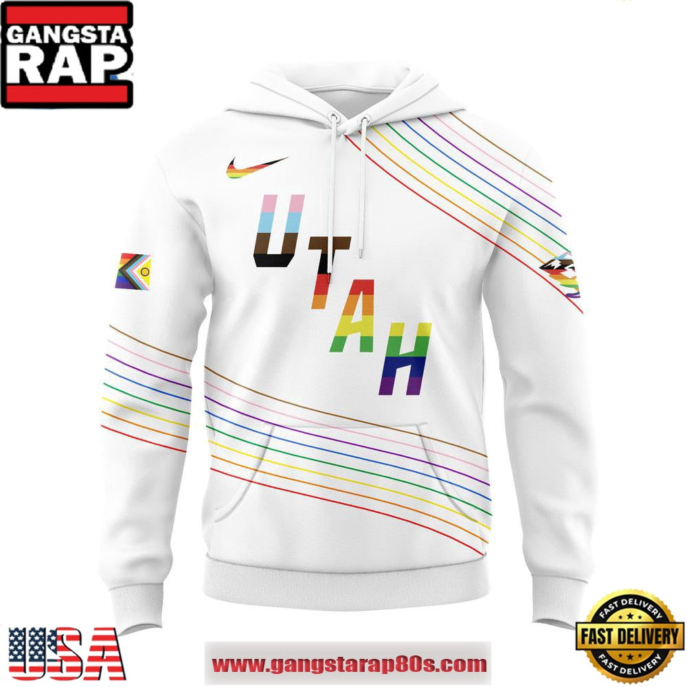 Utah Mammoth Happy Pride Month White All Over Print Hoodie