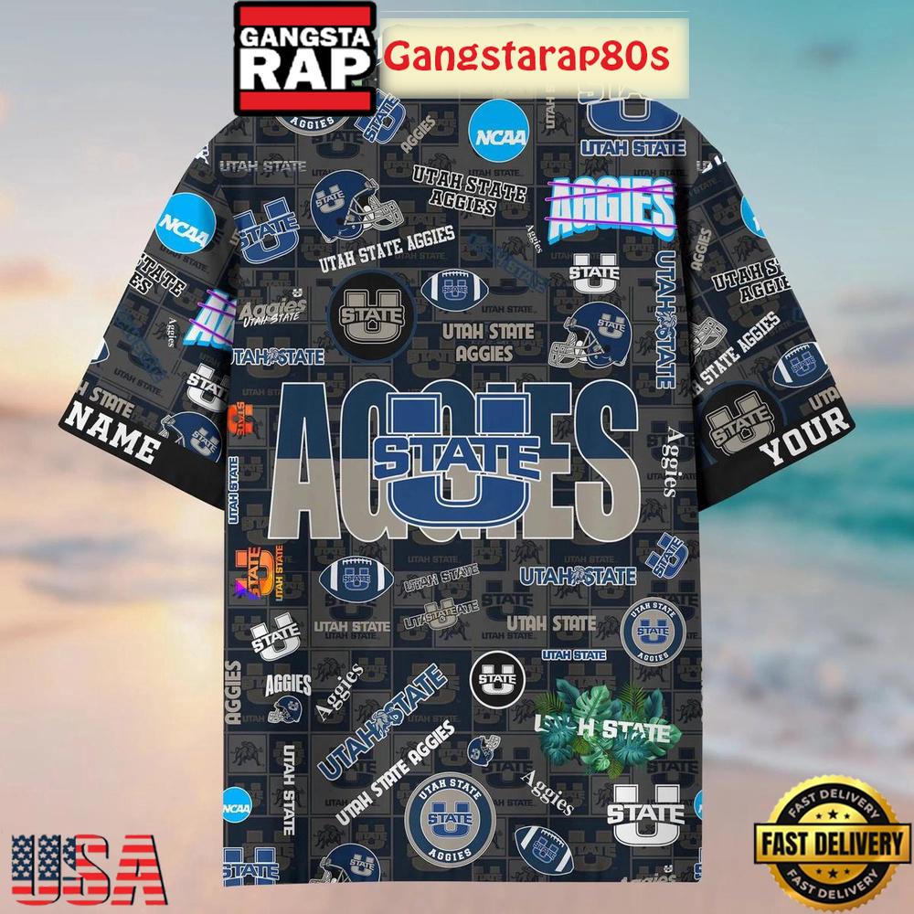 Utah State Aggies Solgan True Fan Spirit Custom Name Aloha Hawaiian Shirt