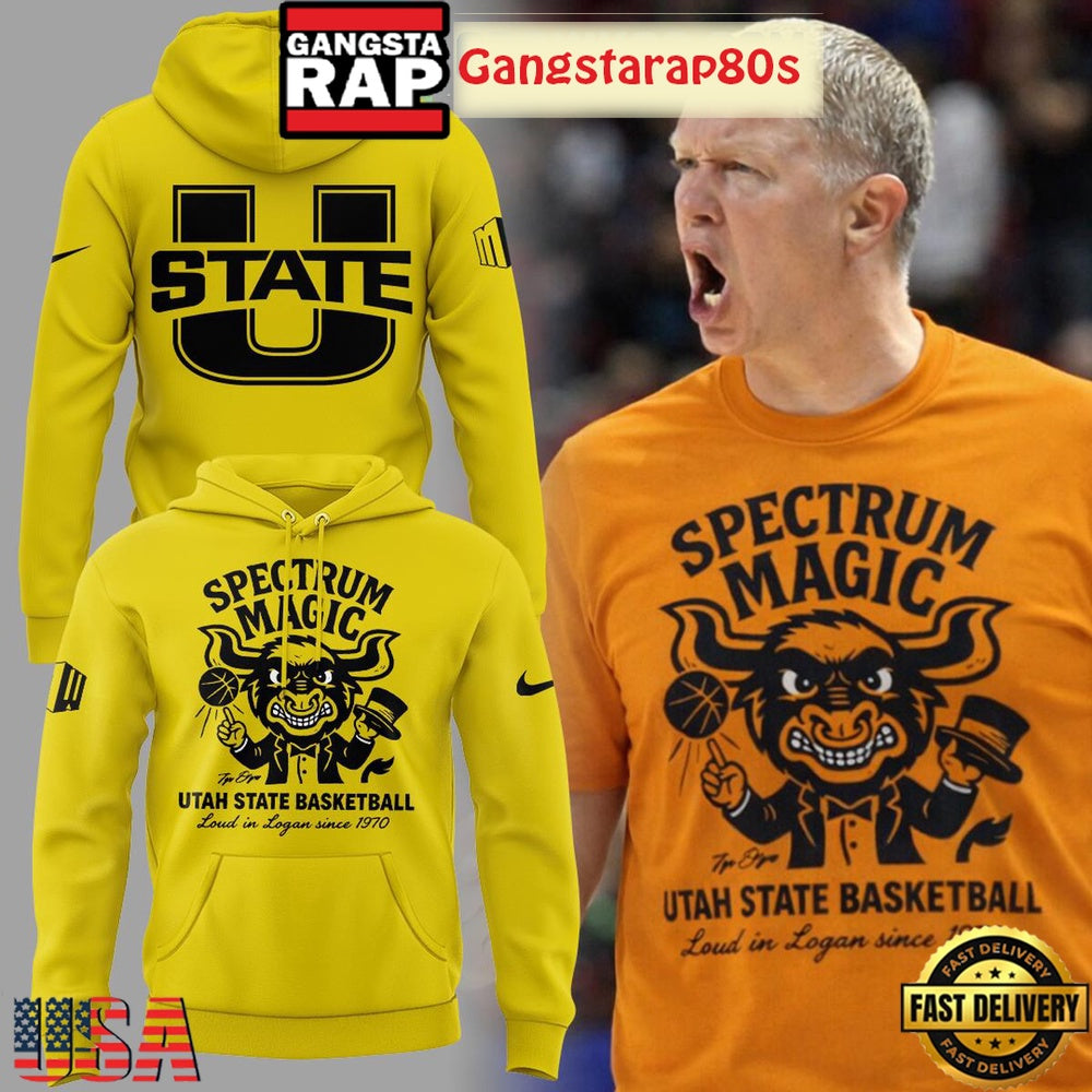 Utah State Basketball Spectrum Magic Yellow Special Edition Hoodie