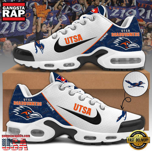 NCAA Custom Name Utsa Roadrunners Football Mascot Symbol Air Max Plus Shoes Running Sneakers