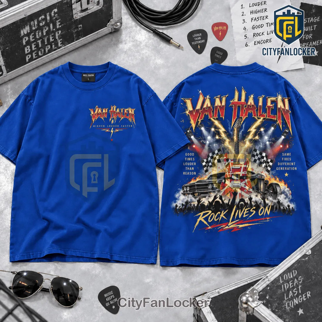 Van Halen Rock Band Blue Shirt