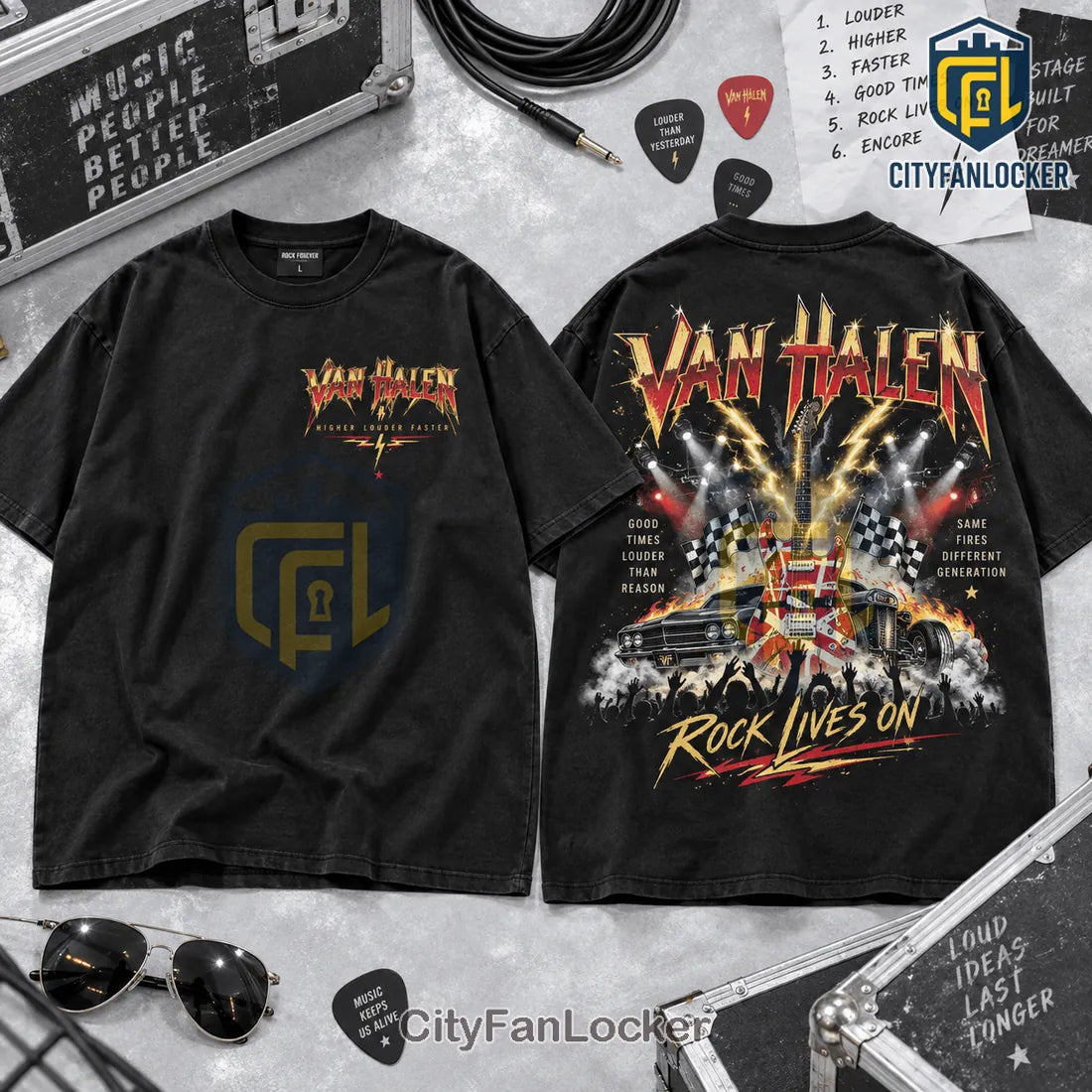 Van Halen Rock Band Blue Shirt