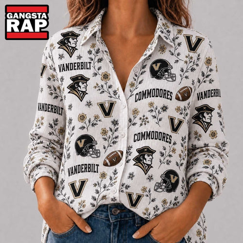 Vanderbilt Commodores NCAA College Spirit Blossoms Women Casual Shirt