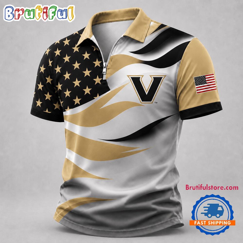 Vanderbilt Commodores NCAA Freedom Wave Zipper Polo Shirt
