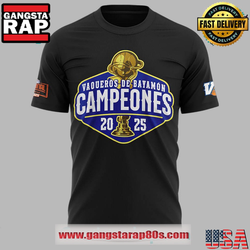 Vaqueros de Bayamon Champions Baloncesto Superior Nacional 2025 Black T Shirt