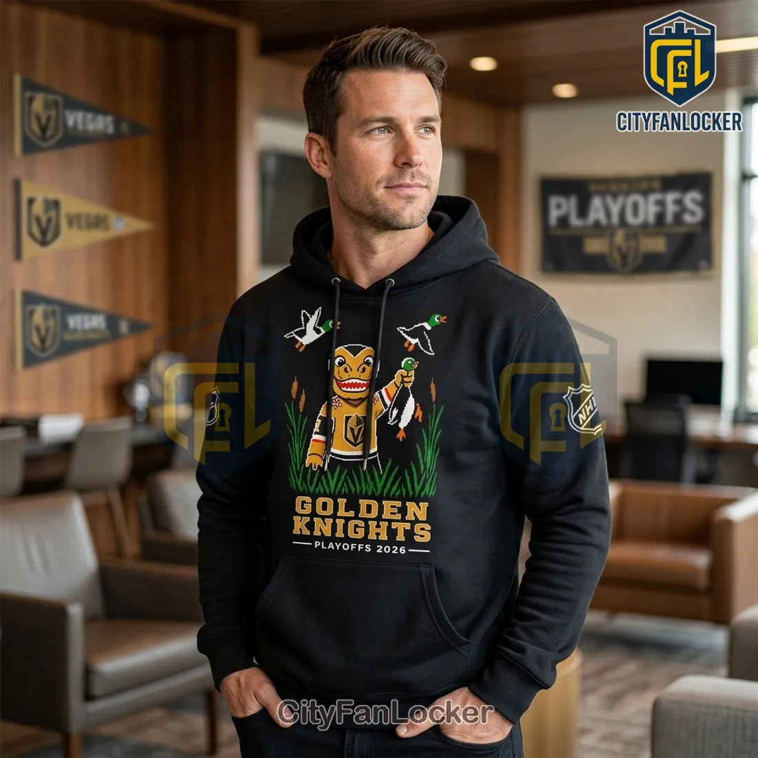 Vegas Golden Knights Limited Edition 2026 Playoffs Duck Hunt Hoodie
