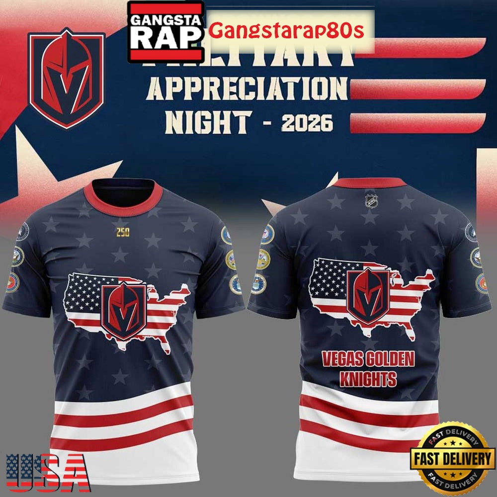 Vegas Golden Knights Military Appreciation 2026 3D T-Shirt