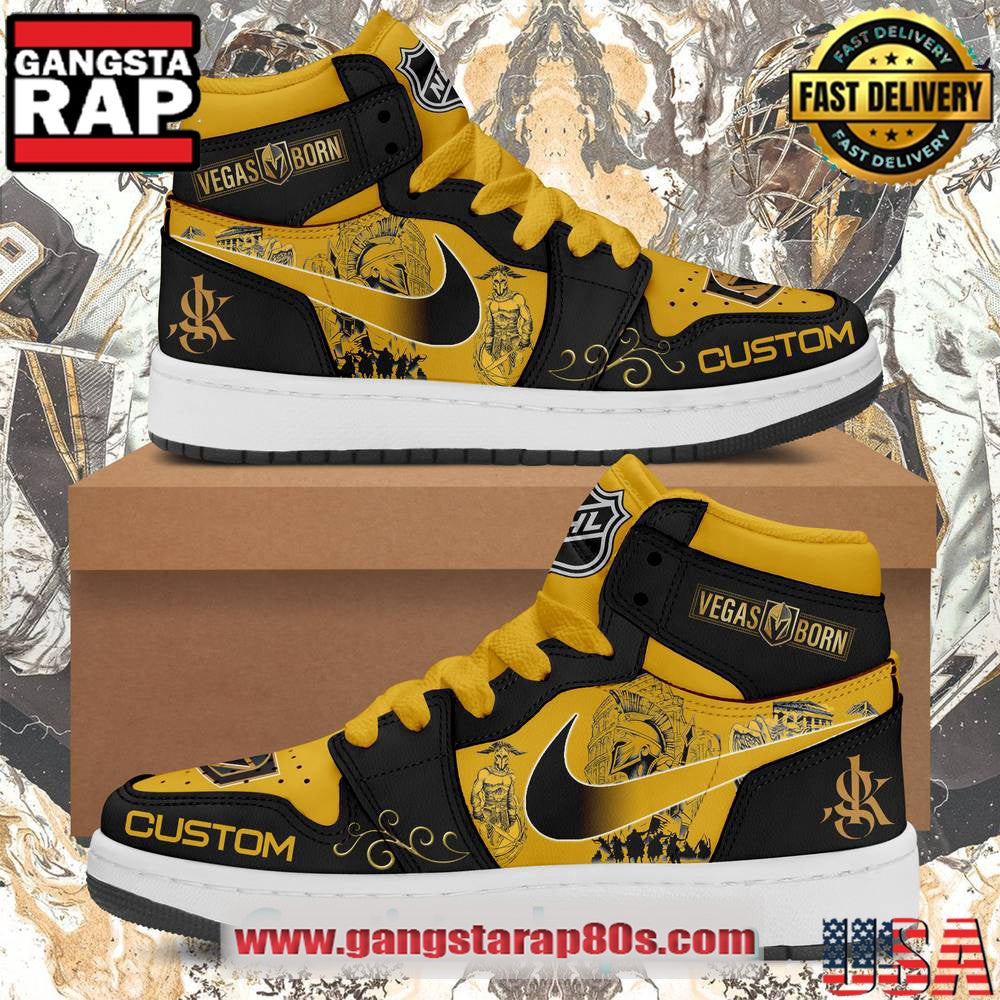 Vegas Golden Knights NHL Vegas Born Custom Air Jordan 1 Sneakers Shoes