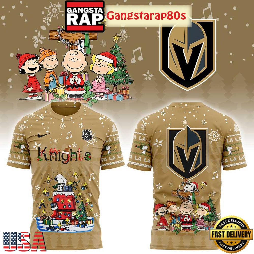 Vegas Golden Knights Snoopy Christmas 2025 T Shirt