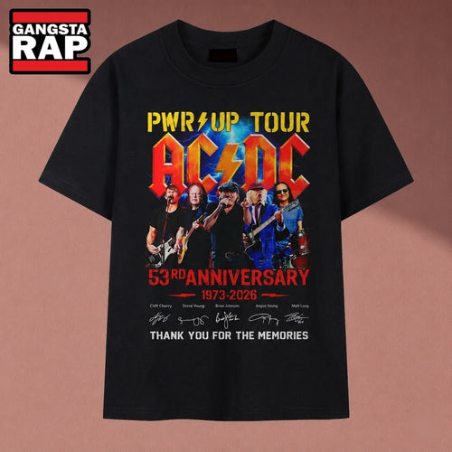 Vintage ACDC PWR UP Tour 53rd Anniversary 1973 2026 Signatures T Shirt, Music 2D Shirt