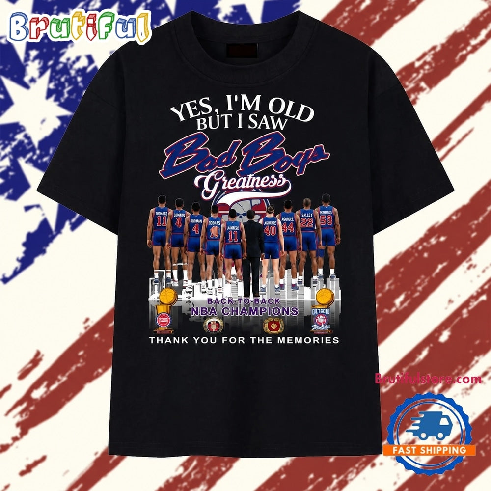 Vintage Detroit Bad Boys Greatness Back To Back NBA Champions T Shirt
