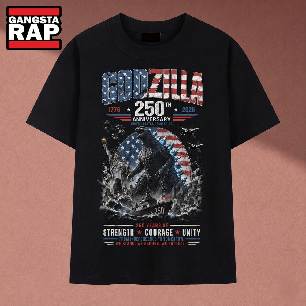 Vintage Godzilla America 250th Anniversary 1776 2026 Patriotic Graphic T Shirt, Music 2D Shirt