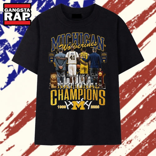Vintage Michigan Wolverines National Champions Signatures Basketball T Shirt