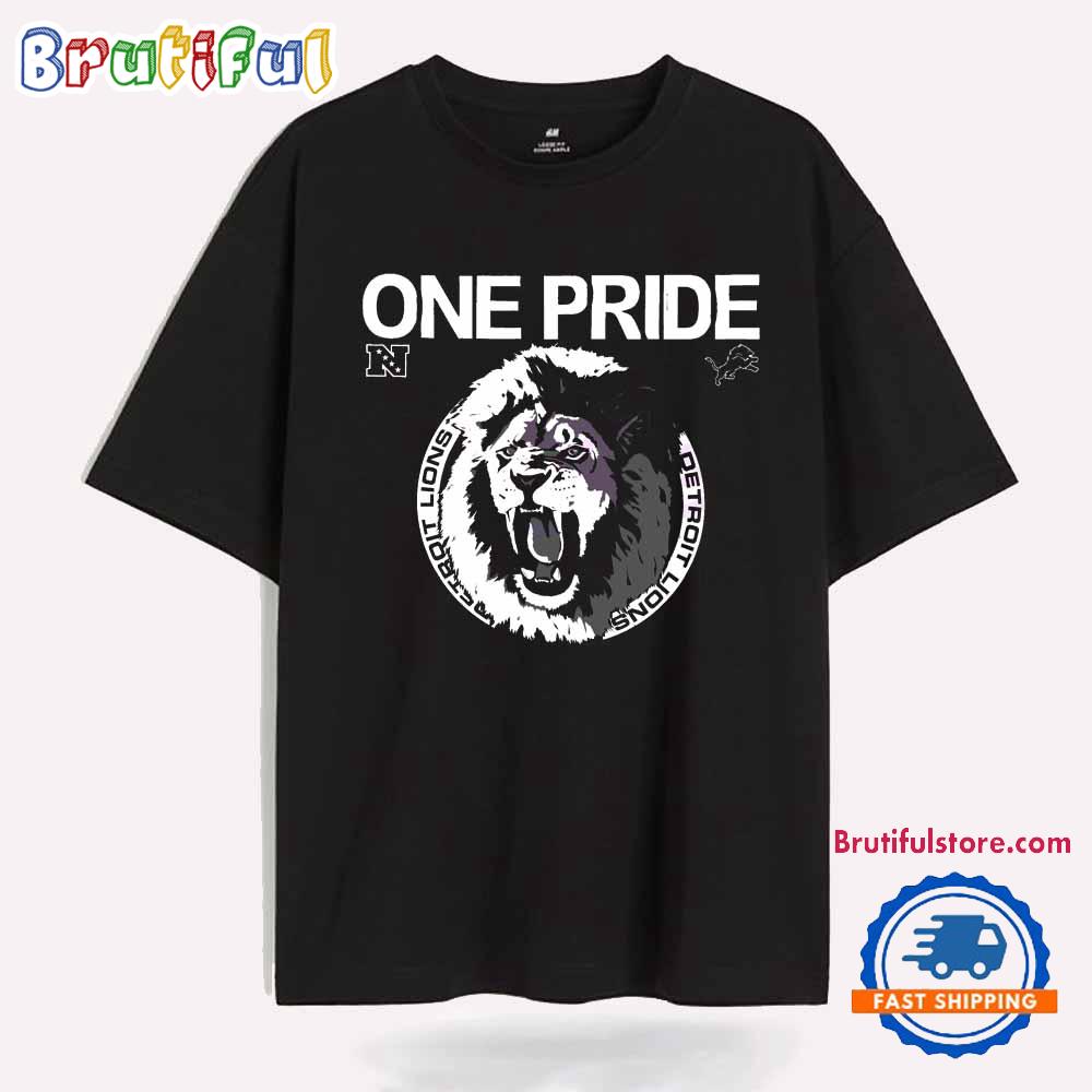 Vintage One Pride Detroit Lions Logo Mascot T Shirt