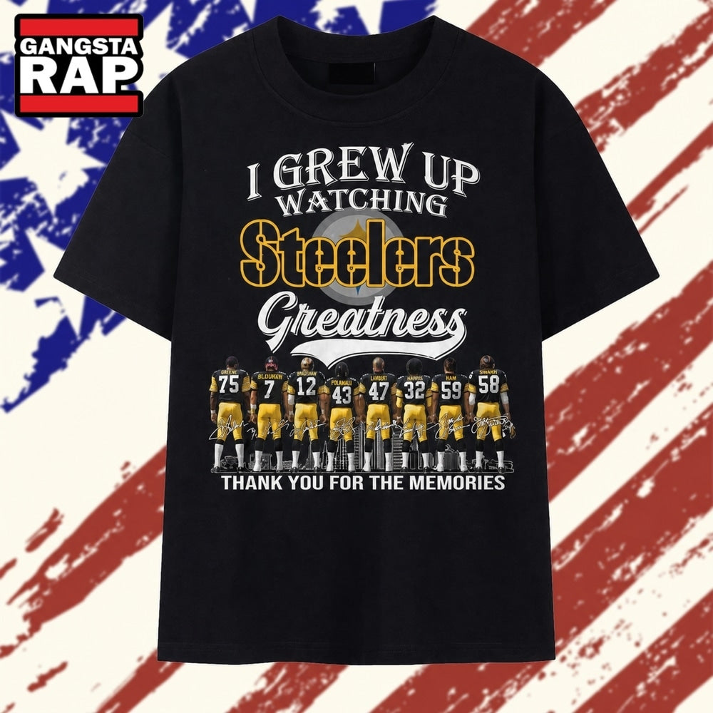 Vintage Pittsburgh Steelers I Grew Up Watching Greatness Signatures T Shirt