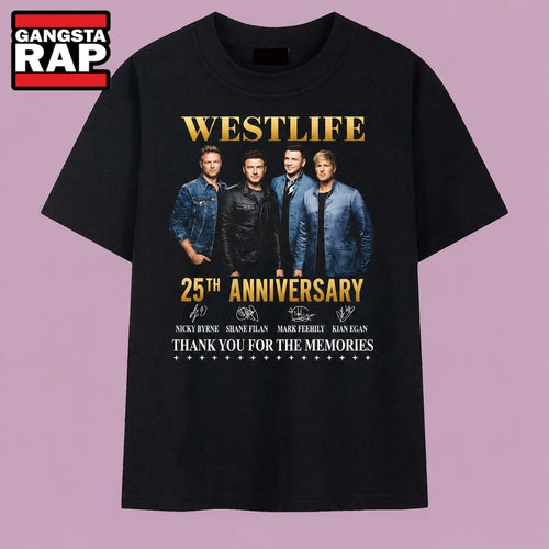 Vintage Westlife 25th Anniversary Thank You For The Memories Signatures T Shirt, Music 2D Shirt
