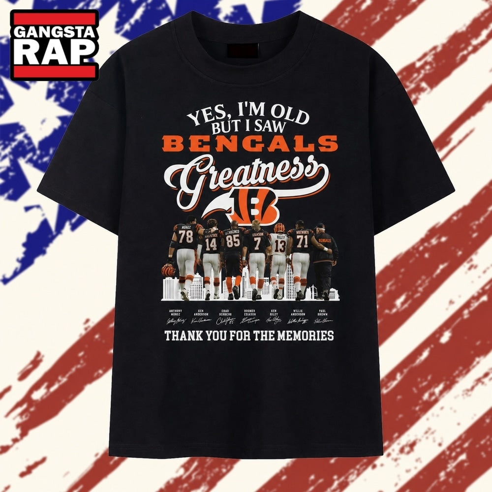 Vintage Yes I’m Old But I Saw Cincinnati Bengals Greatness Memories 2026 T Shirt
