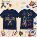 Virginia Cavaliers NCAA Autism Awareness Puzzle Ribbon T Shirt