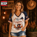 Virginia Cavaliers NCAA Bow and Floral Team Spirit V Neck T Shirt